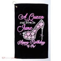 A Queen Was Born in June Fancy Birthday Golf Towel thumb 0