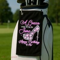 A Queen Was Born in June Fancy Birthday Golf Towel thumb 2