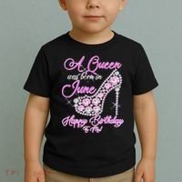 A Queen Was Born in June Fancy Birthday Toddler T-Shirt thumb 2