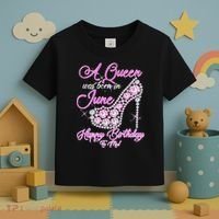 A Queen Was Born in June Fancy Birthday Toddler T-Shirt thumb 3