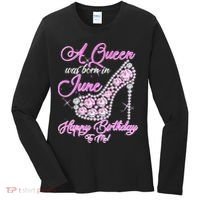 A Queen Was Born in June Fancy Birthday Women's Long Sleeve Shirt thumb 0