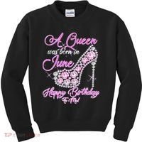 A Queen Was Born in June Fancy Birthday Kids Sweatshirt thumb 0