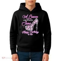 A Queen Was Born in June Fancy Birthday Kids Hoodie thumb 4