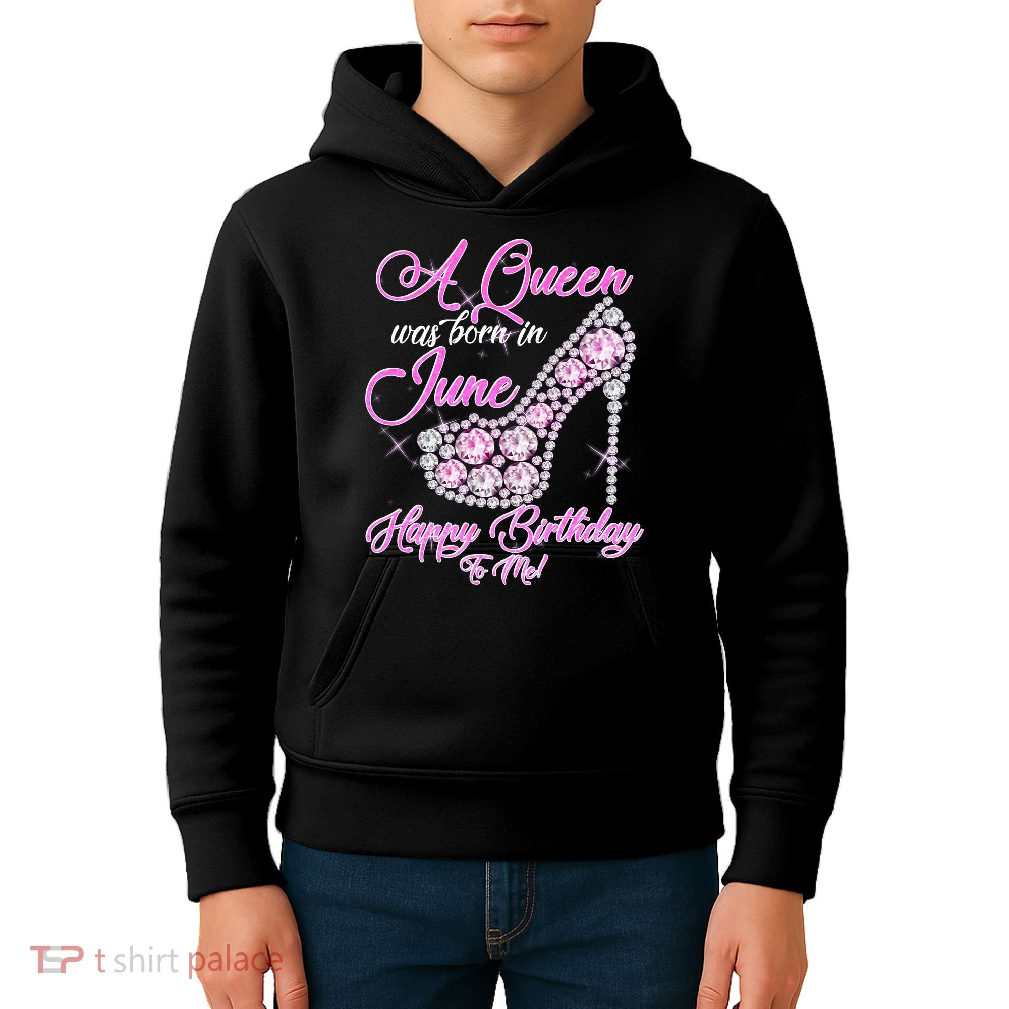 A Queen Was Born in June Fancy Birthday Kids Hoodie