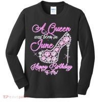 A Queen Was Born in June Fancy Birthday Kids Long Sleeve Shirt thumb 0