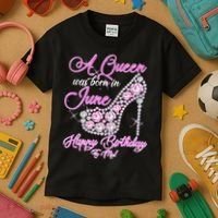 A Queen Was Born in June Fancy Birthday Kids T-Shirt thumb 3