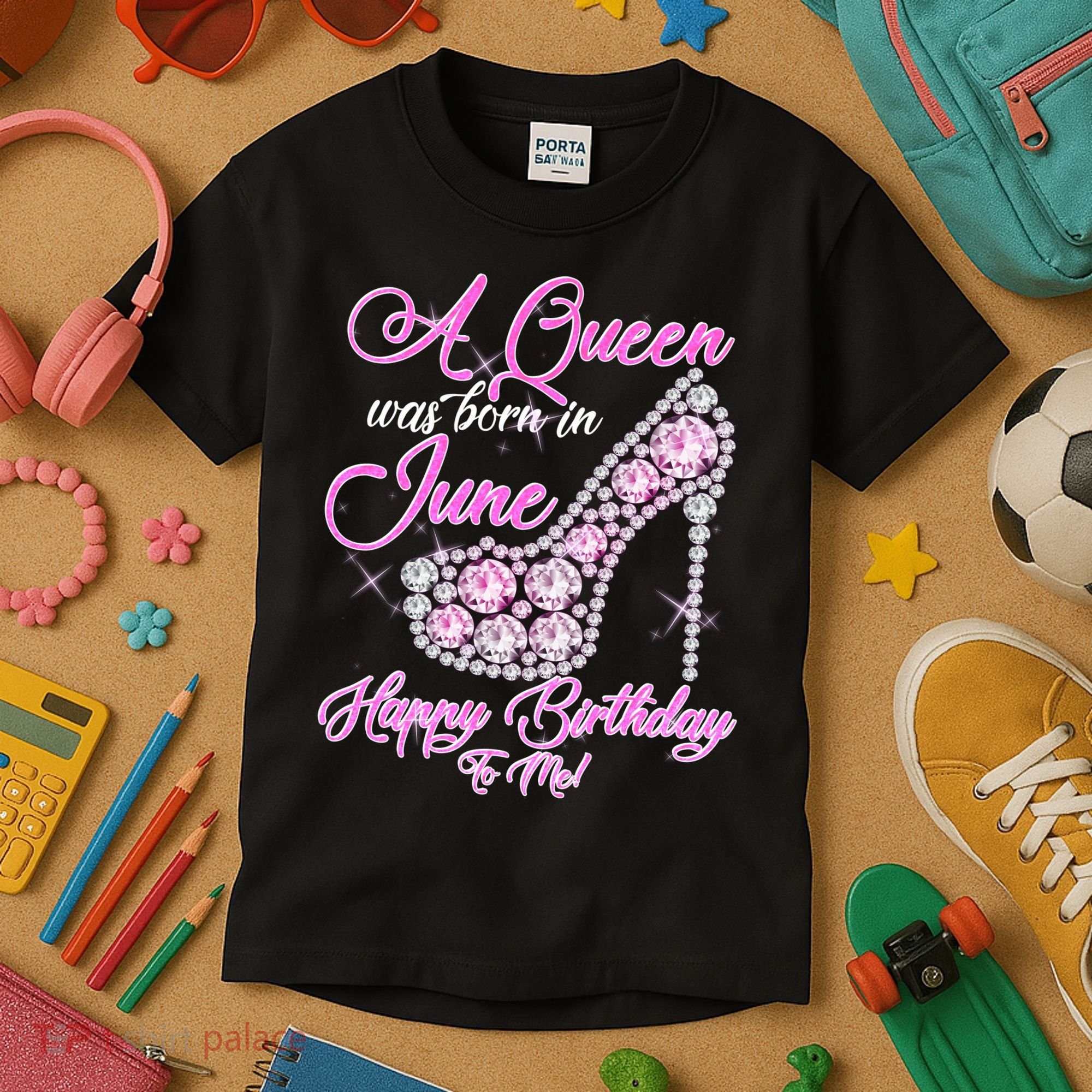 A Queen Was Born in June Fancy Birthday Kids T-Shirt