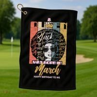 A Queen was Born in March Golf Towel thumb 1