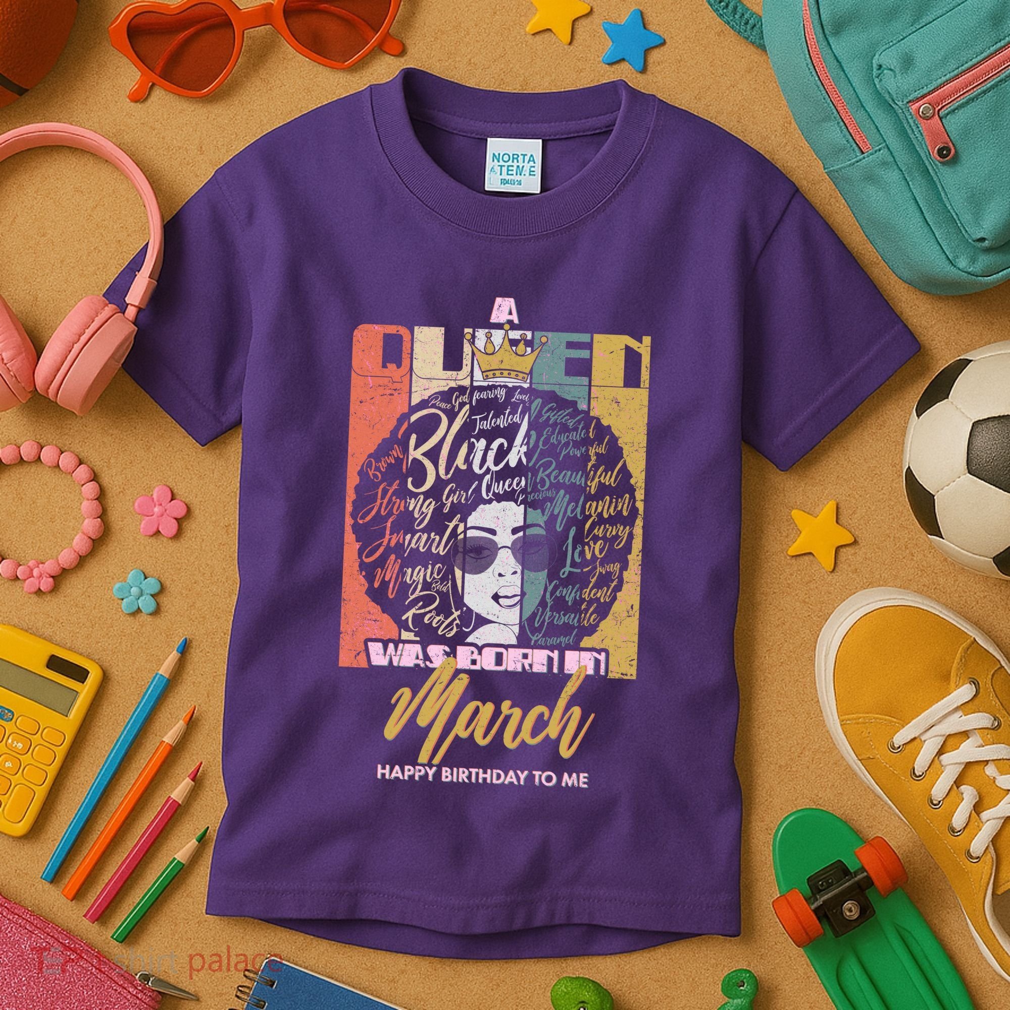 A Queen was Born in March Kids T-Shirt