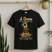 A Queen Was Born In March Happy Birthday T-Shirt thumb 2