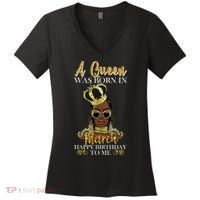 A Queen Was Born In March Happy Birthday Women's V-Neck T-Shirt thumb 0