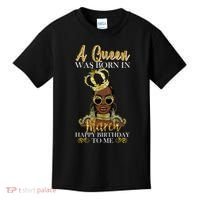 A Queen Was Born In March Happy Birthday Kids T-Shirt thumb 0