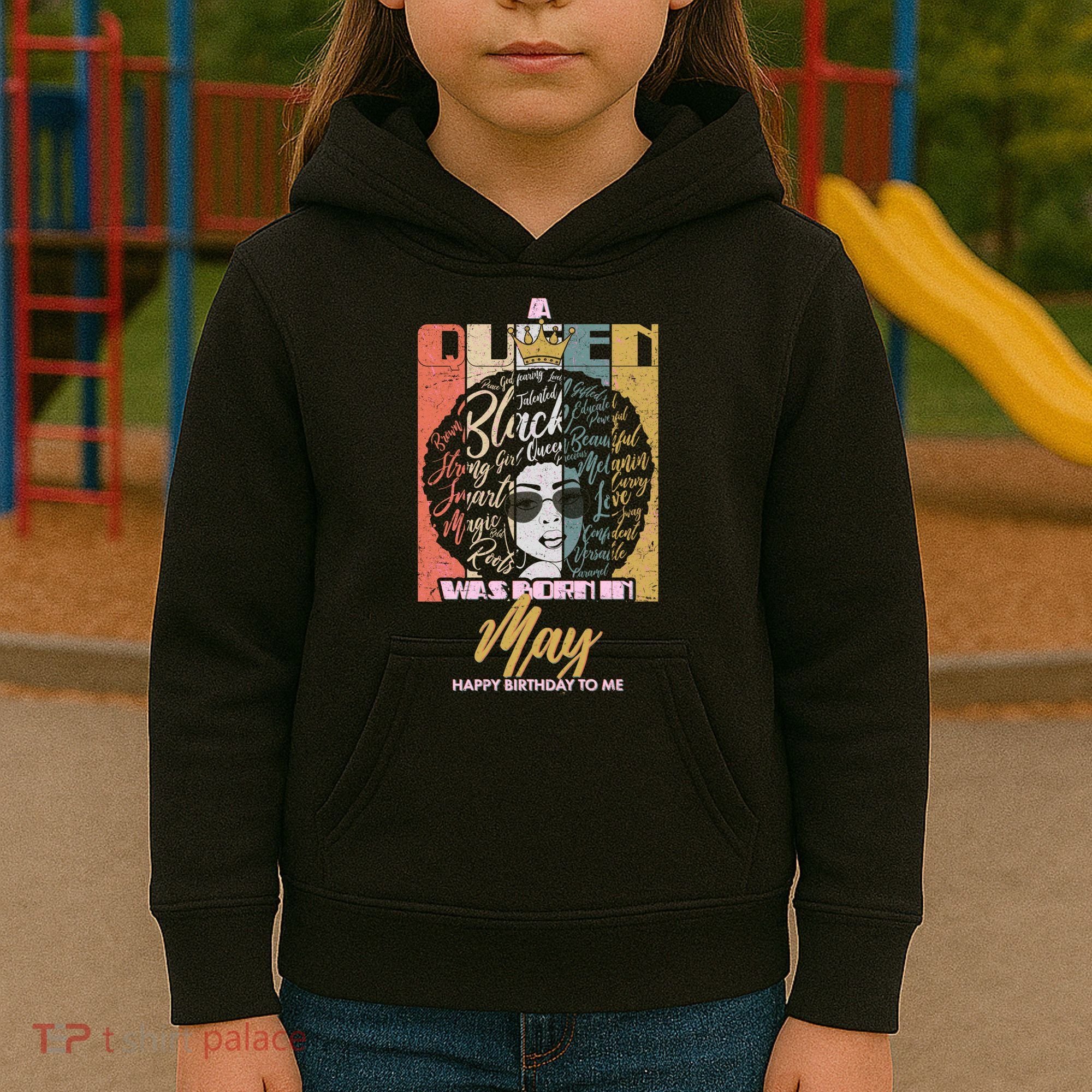A Queen Was Born In May Kids Hoodie