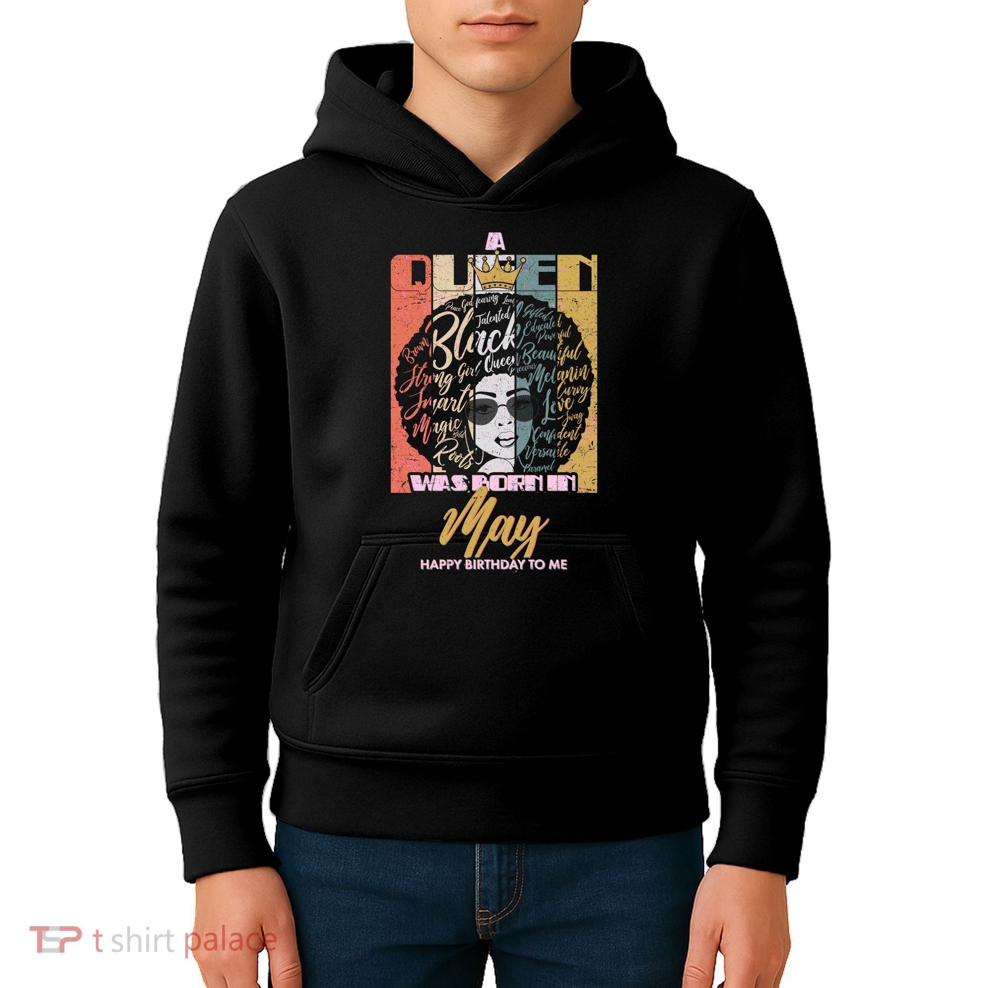 A Queen Was Born In May Kids Hoodie