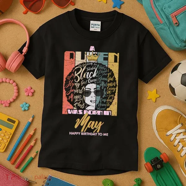 A Queen Was Born In May Kids T-Shirt