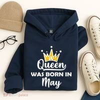 A Queen Was Born In May Birthday Hoodie thumb 4