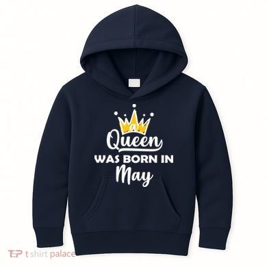 A Queen Was Born In May Birthday Kids Hoodie