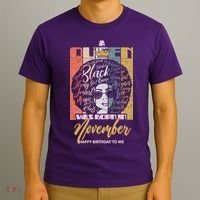 A Queen Was Born In November Happy T-Shirt thumb 3
