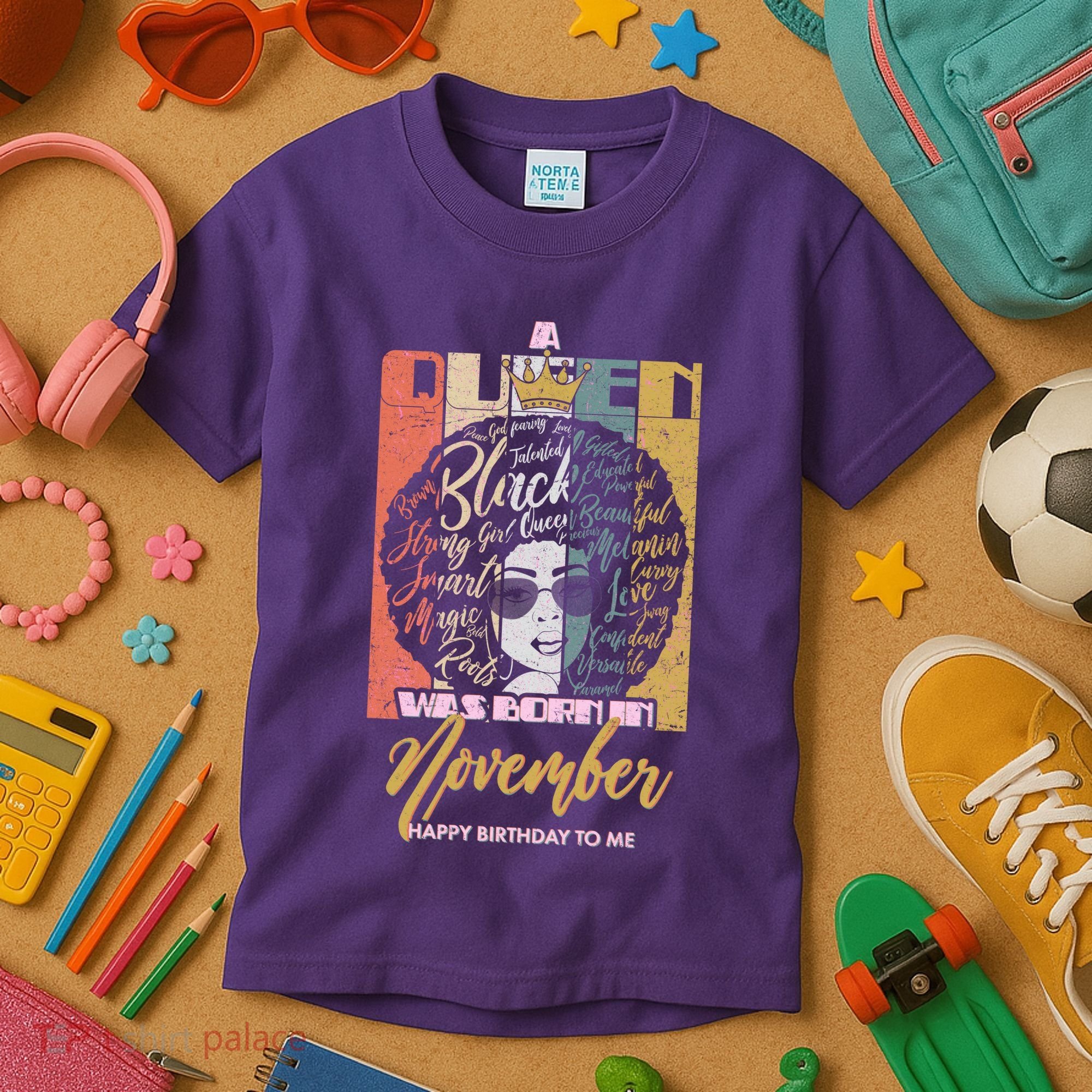 A Queen Was Born In November Happy Kids T-Shirt