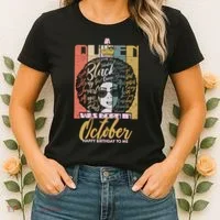 A Queen Was Born In October Women's T-Shirt thumb 2