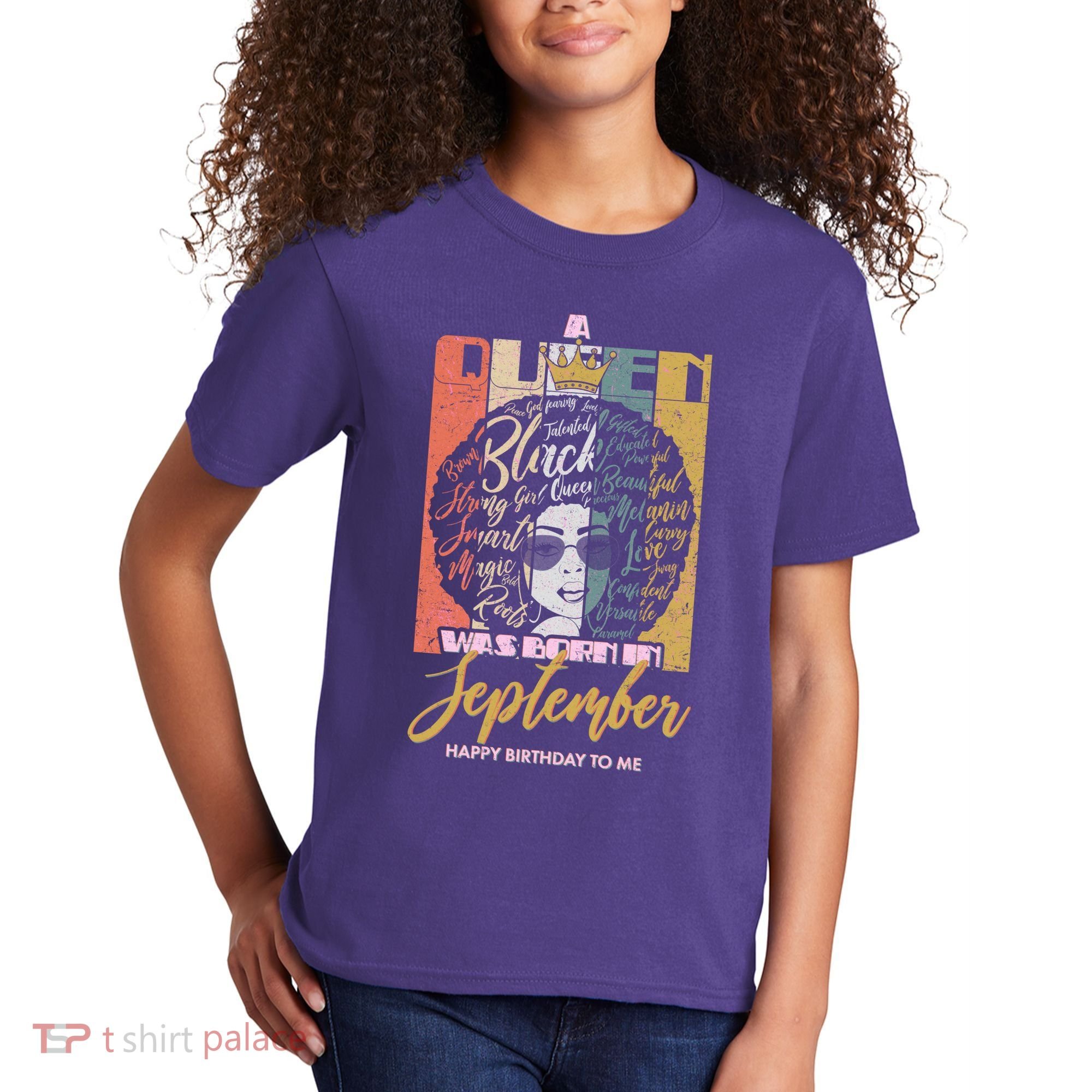 A Queen Was Born In September Kids T-Shirt