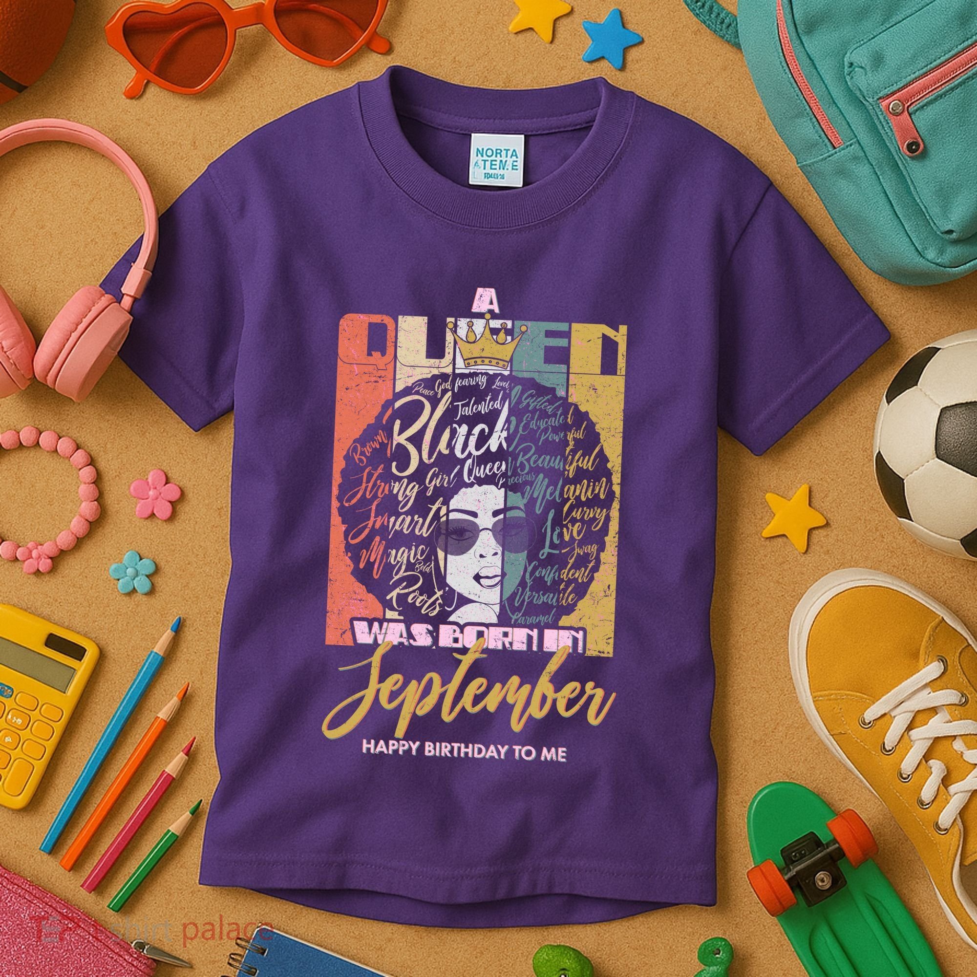 A Queen Was Born In September Kids T-Shirt