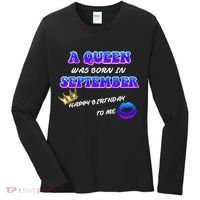 A Queen Was Born In September Happy Birthday To Me Women's Long Sleeve Shirt thumb 0