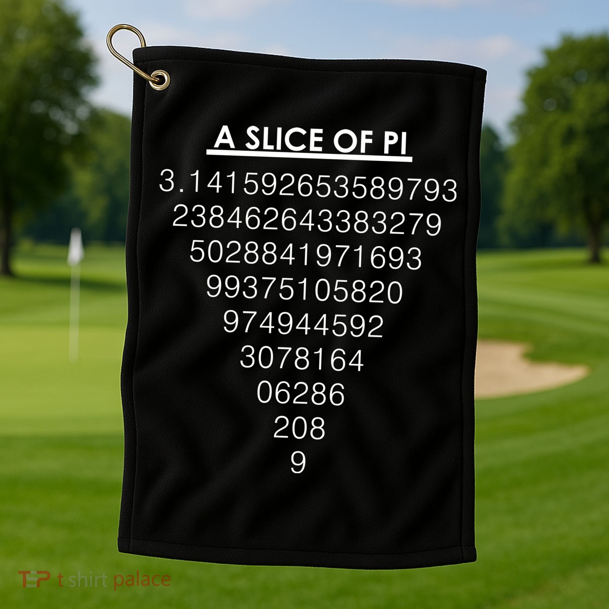 A Slice of Pi Pie Funny Pi Day Math Geek Logo Golf Towel