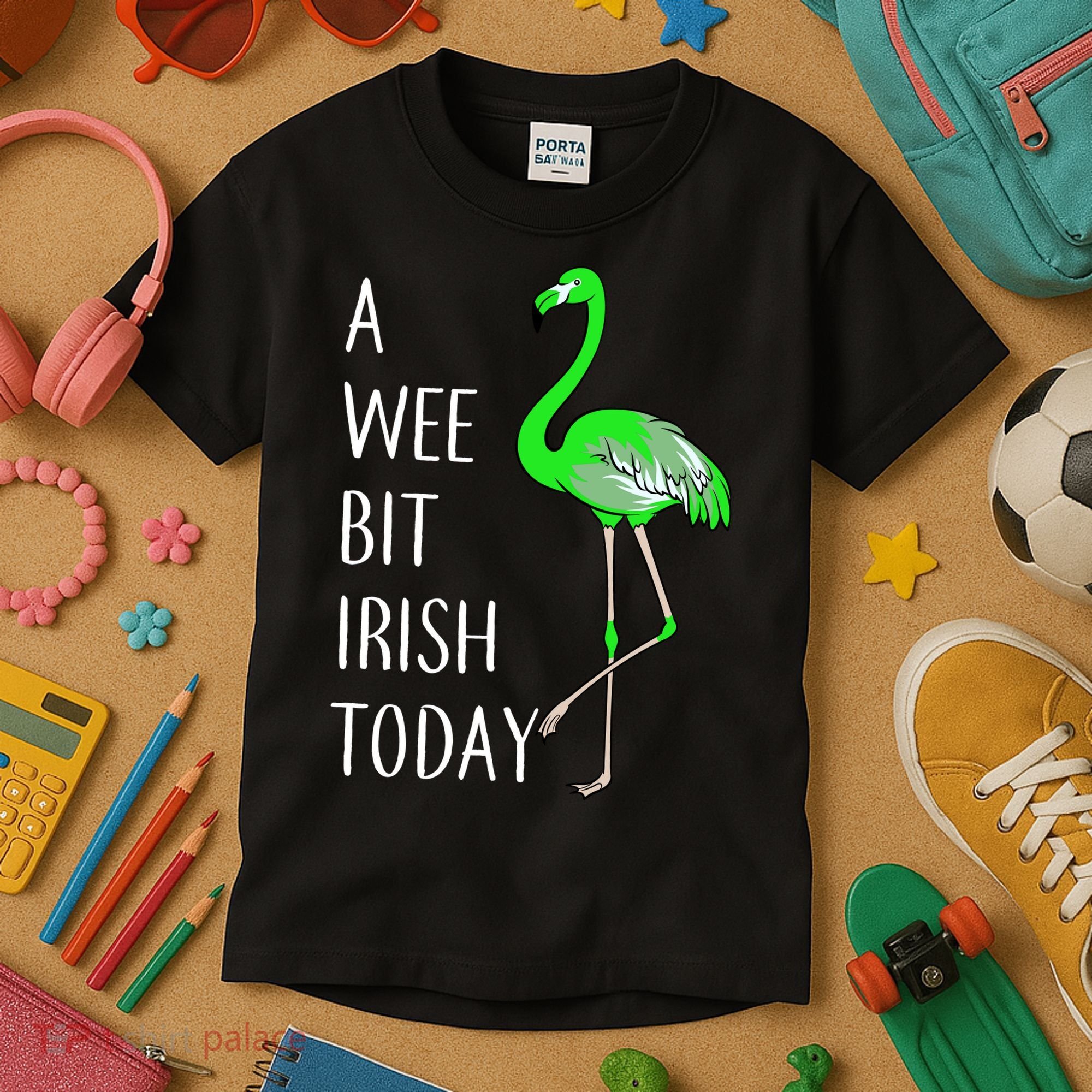 A Wee Bit Irish Today Flamingo Kids T-Shirt