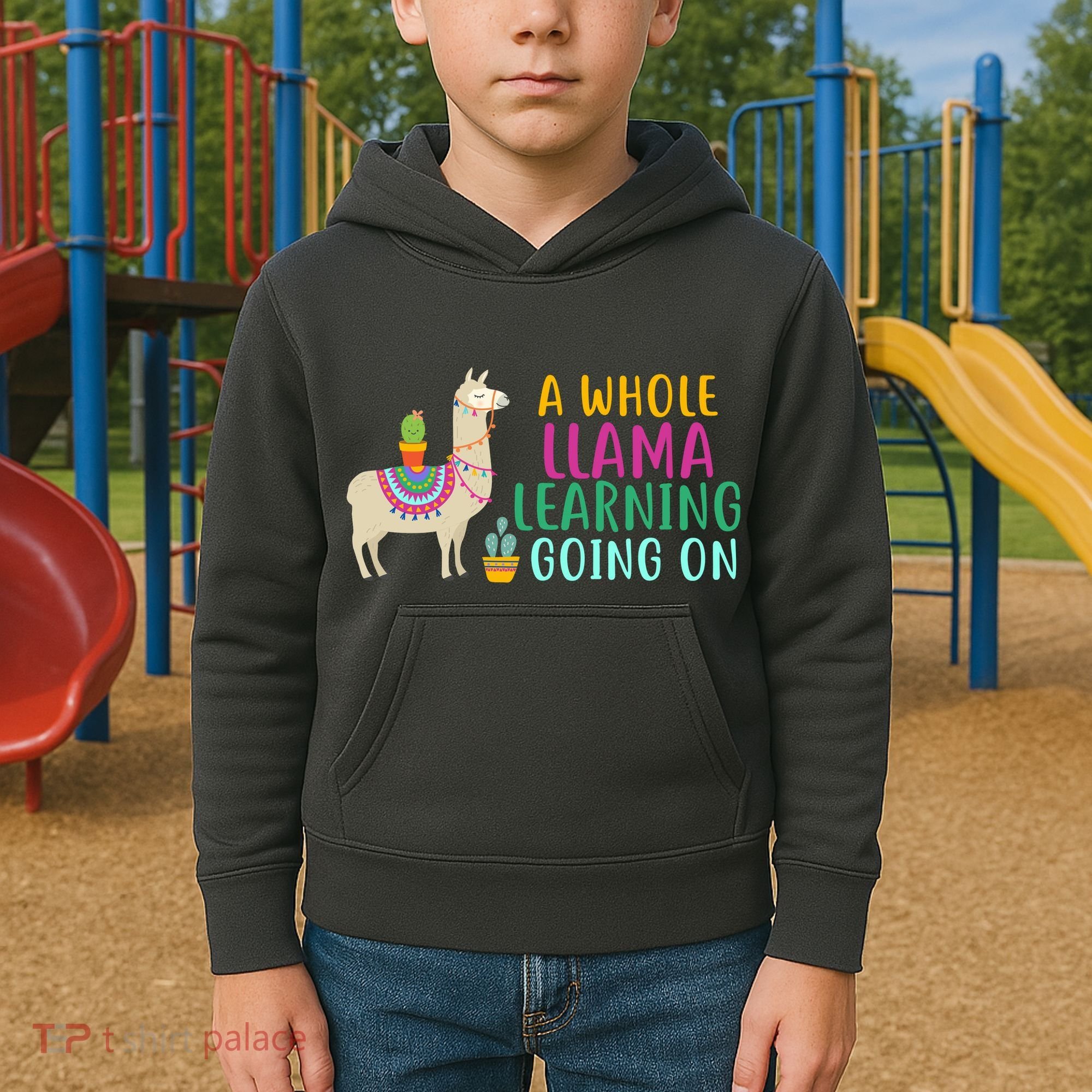 A Whole Llama Learning Going On Kids Hoodie
