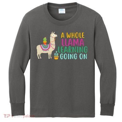 A Whole Llama Learning Going On Kids Long Sleeve Shirt