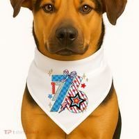 America 1776 4th Of July Retro 80s Style USA-Made Doggie Bandana thumb 1