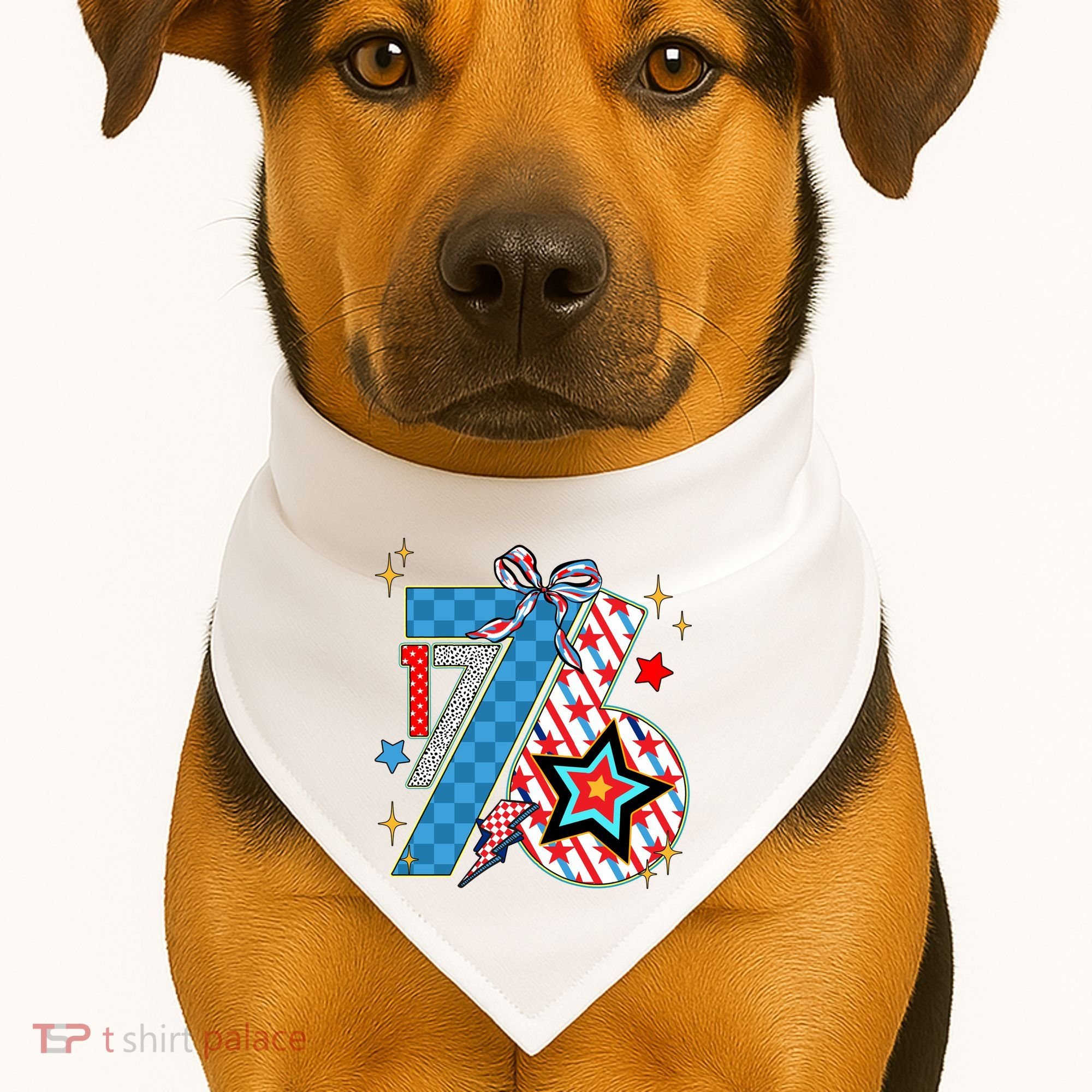 America 1776 4th Of July Retro 80s Style USA-Made Doggie Bandana