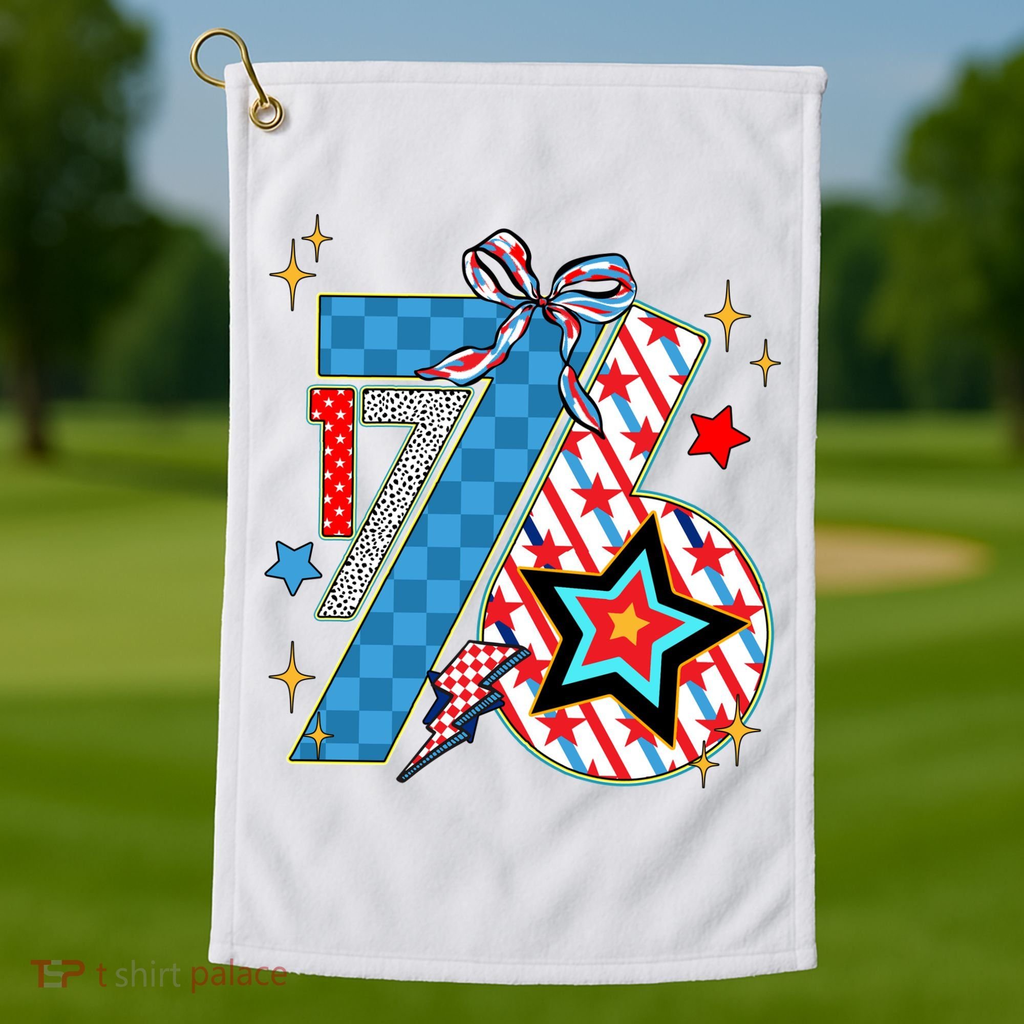 America 1776 4th Of July Retro 80s Style Golf Towel