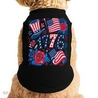 America 1776 4th Of July Independence Day Boho Flower Doggie Tank thumb 0