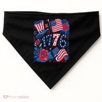 America 1776 4th Of July Independence Day Boho Flower USA-Made Doggie Bandana thumb 0