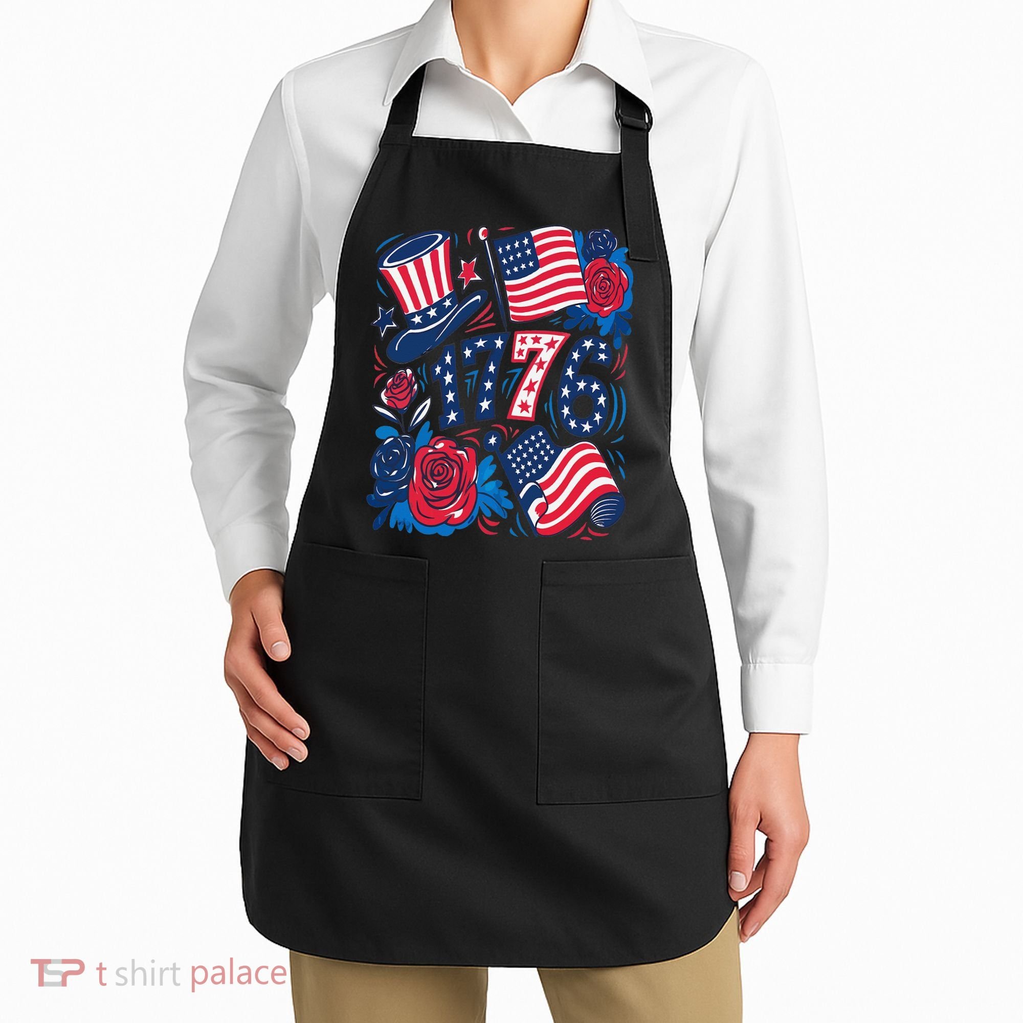 America 1776 4th Of July Independence Day Boho Flower Apron