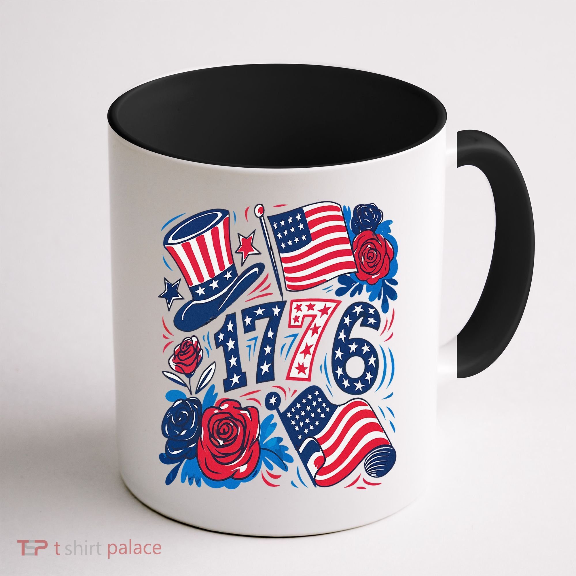 America 1776 4th Of July Independence Day Boho Flower Coffee Mug