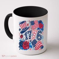 America 1776 4th Of July Independence Day Boho Flower Coffee Mug thumb 0
