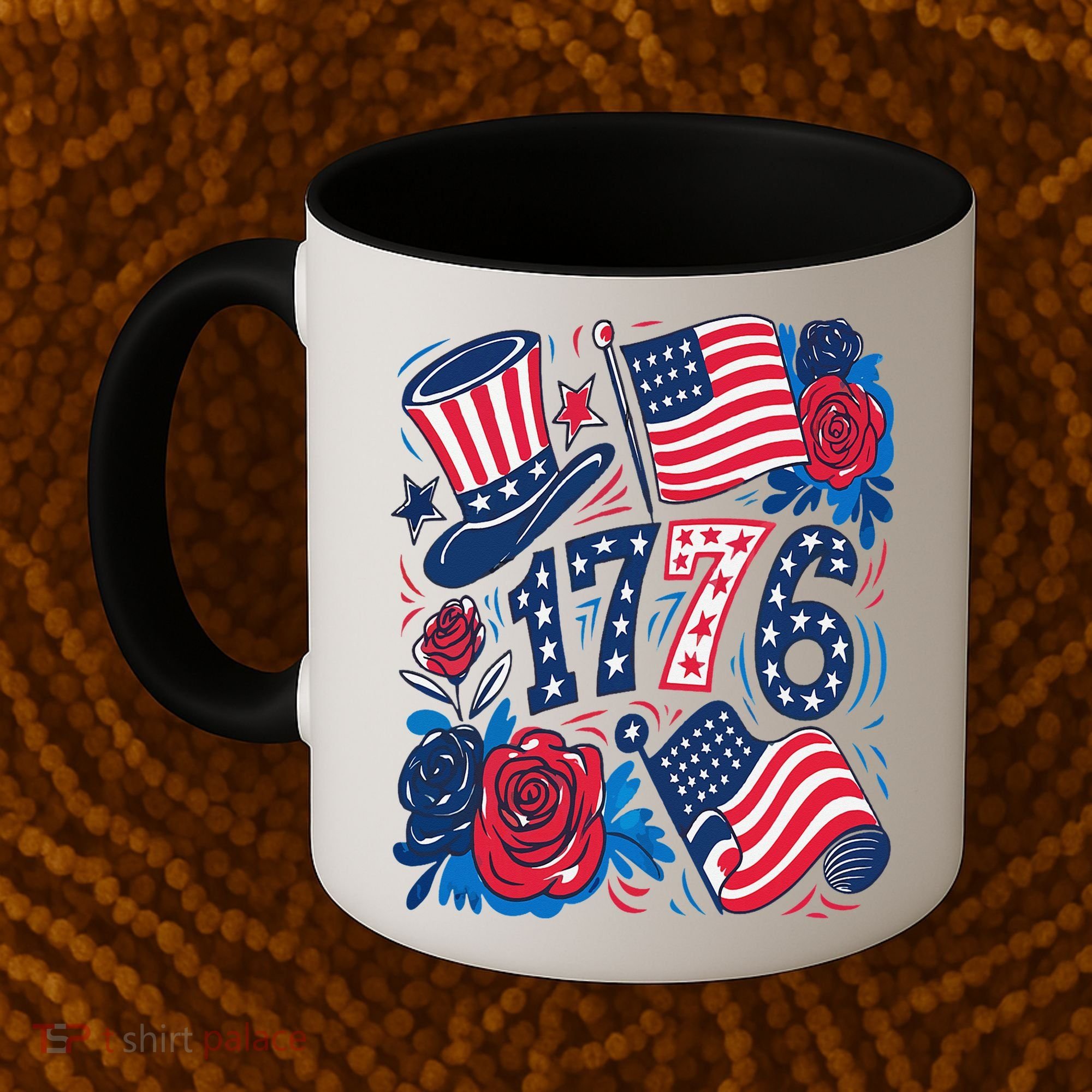 America 1776 4th Of July Independence Day Boho Flower Coffee Mug