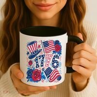 America 1776 4th Of July Independence Day Boho Flower Coffee Mug thumb 3