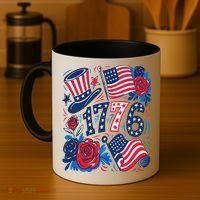 America 1776 4th Of July Independence Day Boho Flower Coffee Mug thumb 4