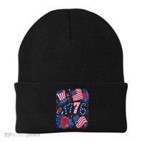 America 1776 4th Of July Independence Day Boho Flower Beanie thumb 0