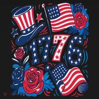 America 1776 4th Of July Independence Day Boho Flower Women's Hoodie thumb 2