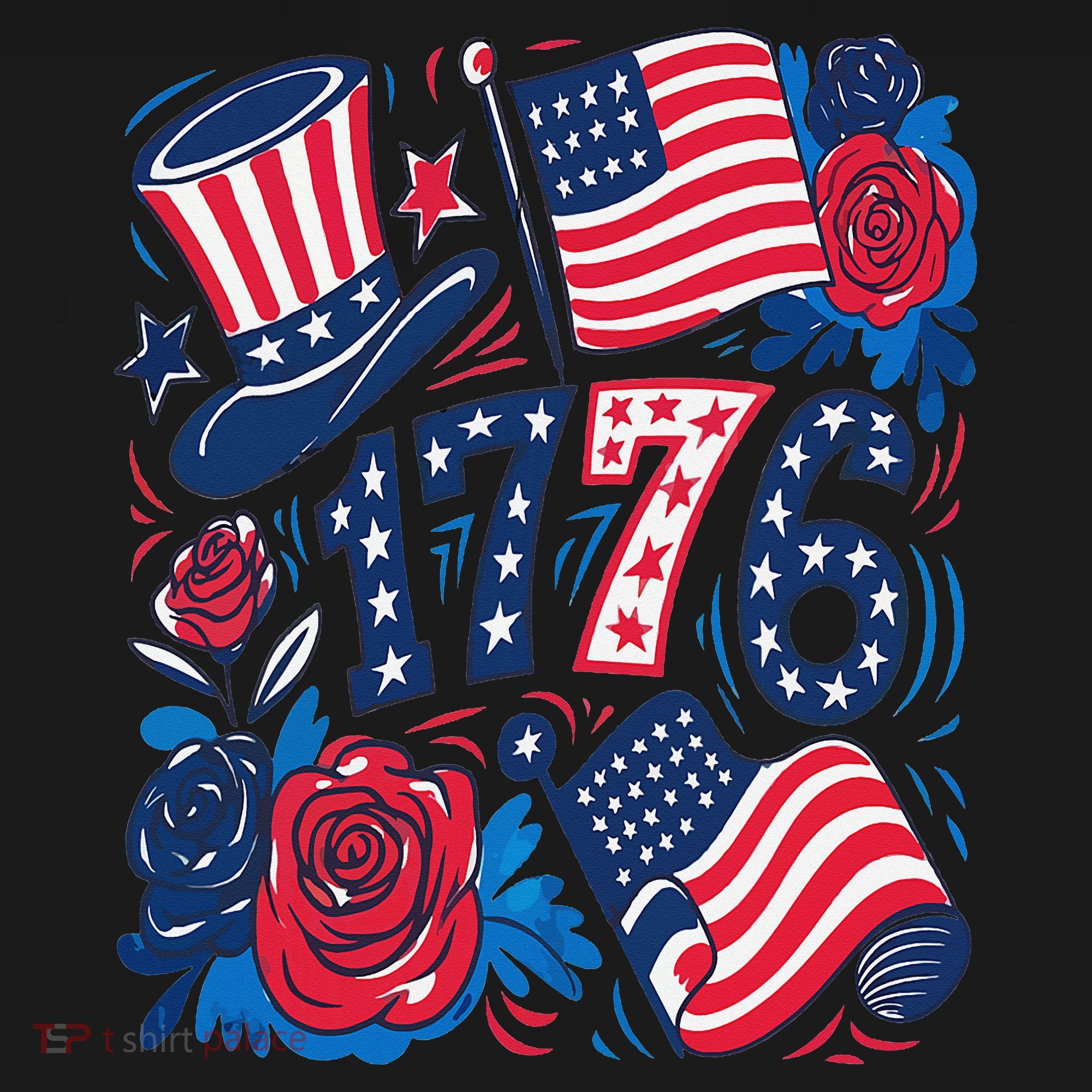 America 1776 4th Of July Independence Day Boho Flower Women's Hoodie
