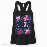 America 1776 4th Of July Independence Day Boho Flower Women's Tank Top thumb 0