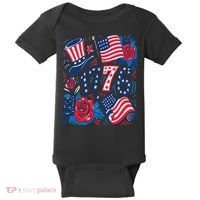 America 1776 4th Of July Independence Day Boho Flower Baby Bodysuit thumb 0