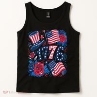 America 1776 4th Of July Independence Day Boho Flower Tank Top thumb 2