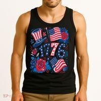 America 1776 4th Of July Independence Day Boho Flower Tank Top thumb 3