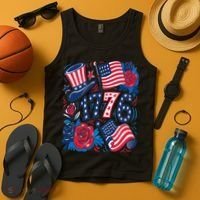 America 1776 4th Of July Independence Day Boho Flower Tank Top thumb 4